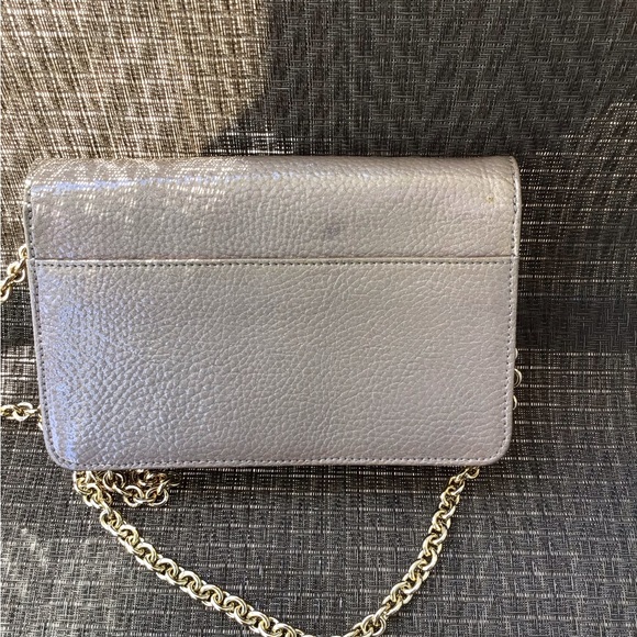 Henri Bendel Taupe Patent Leather Wallet On A Chain Clutch Crossbody Bag - Picture 6 of 10